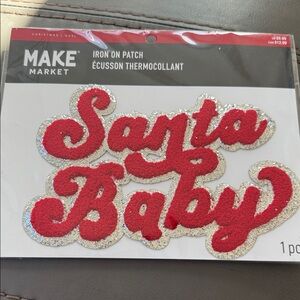 Santa Baby Iron on Patch - Red and Silver